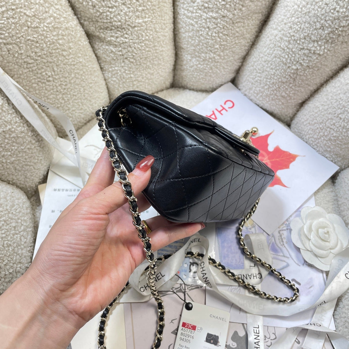 Chanel 26s Flap Bag 20 In Black Lambskin