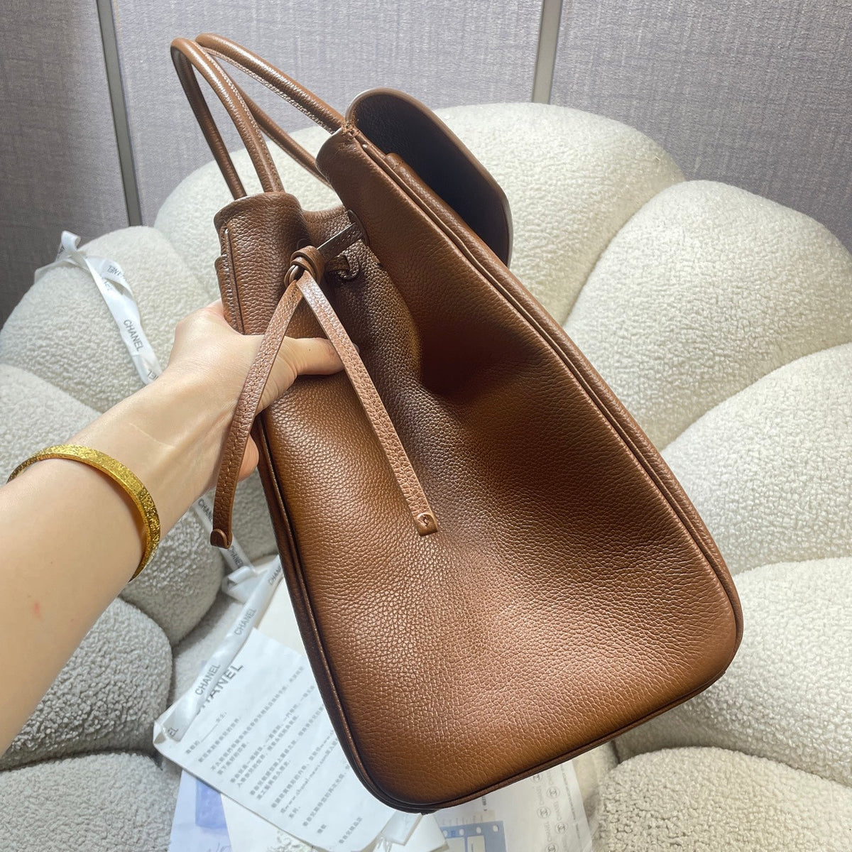 CC 26s Large Tote Bag Light Brown Grained Calfskin