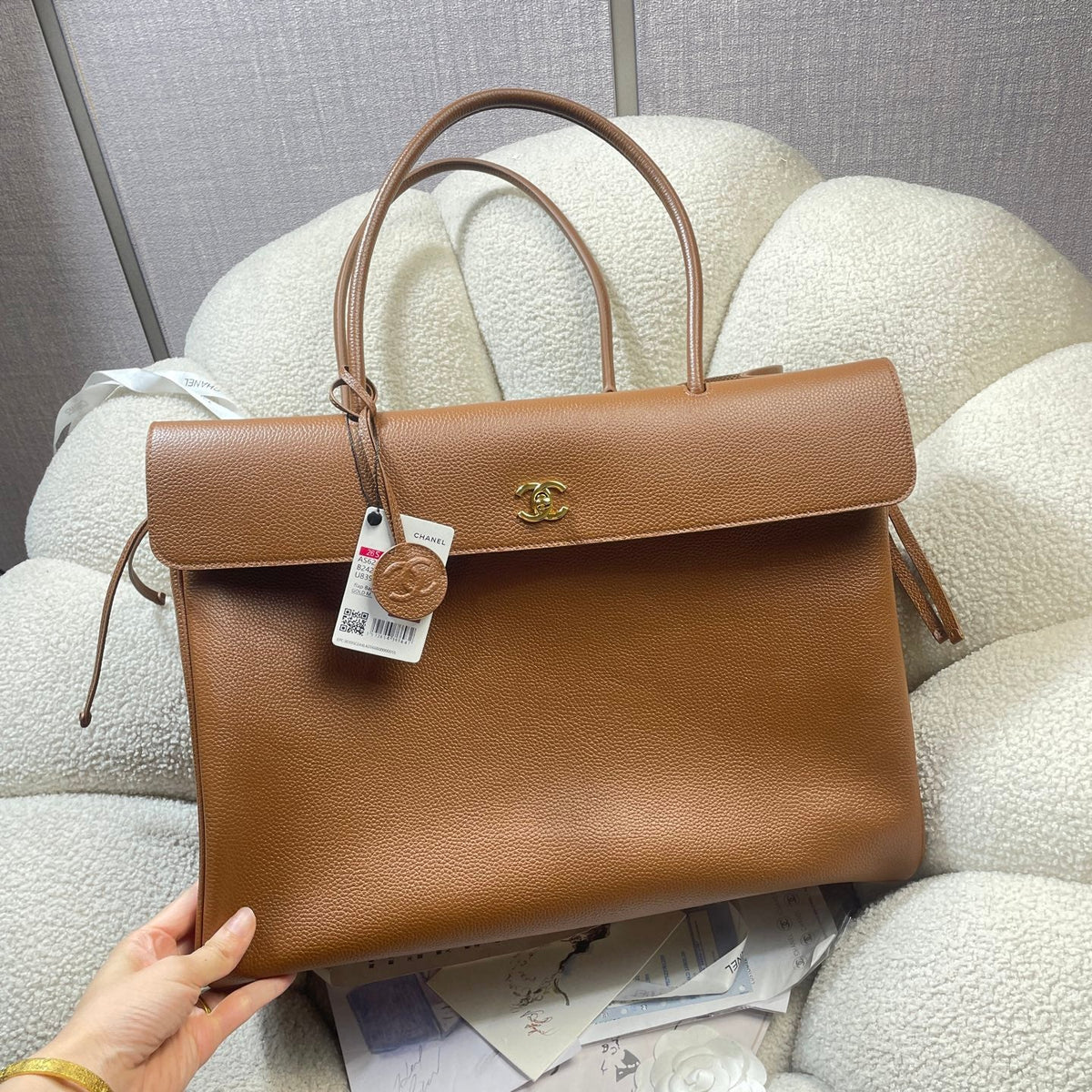CC 26s Large Tote Bag Light Brown Grained Calfskin
