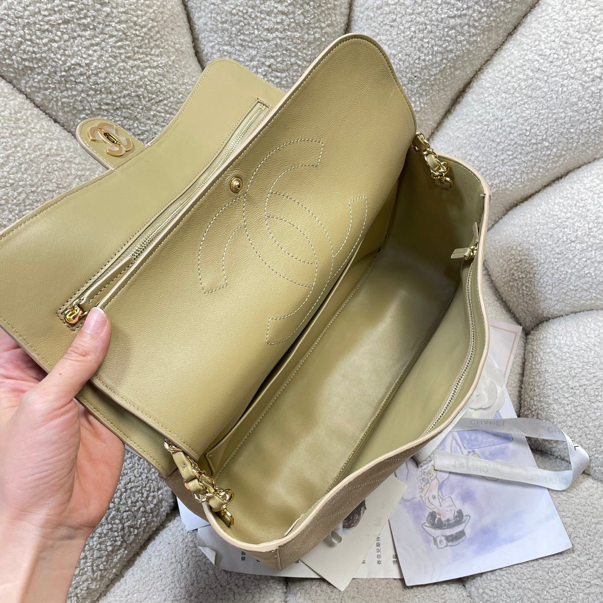 CC Shopping Tote Bag 33cm Khahi Quilted Suede