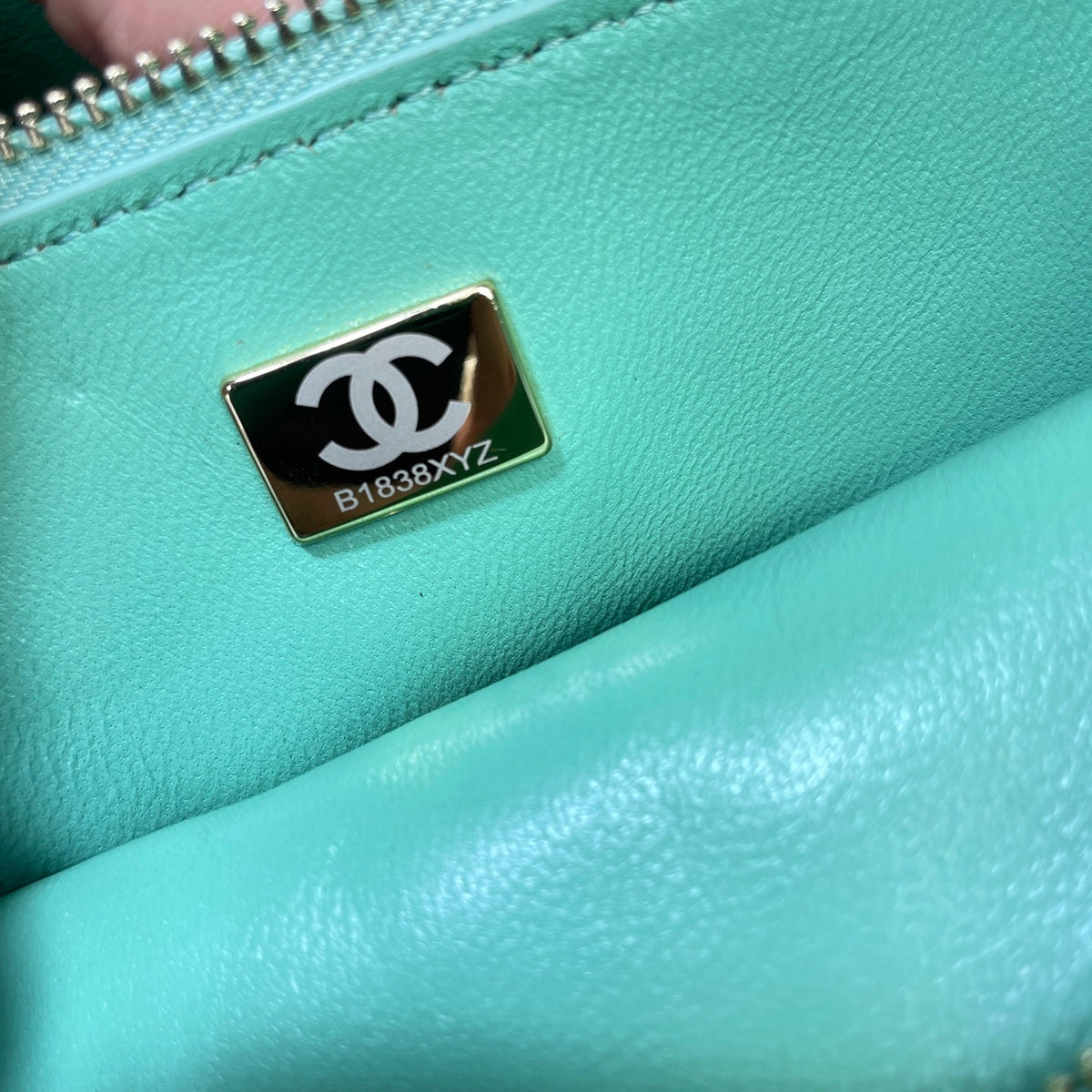 CC Shopping Tote Bag 33cm Seafoam Green Quilted Suede