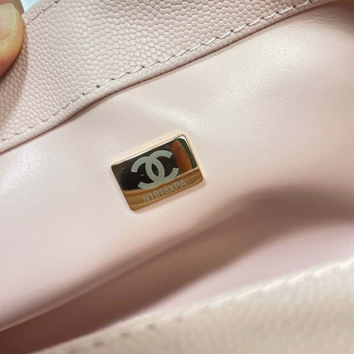 CC Maxi Flap Bag with Top Handle 31.5cm Light Pink Quited Caviar Leather