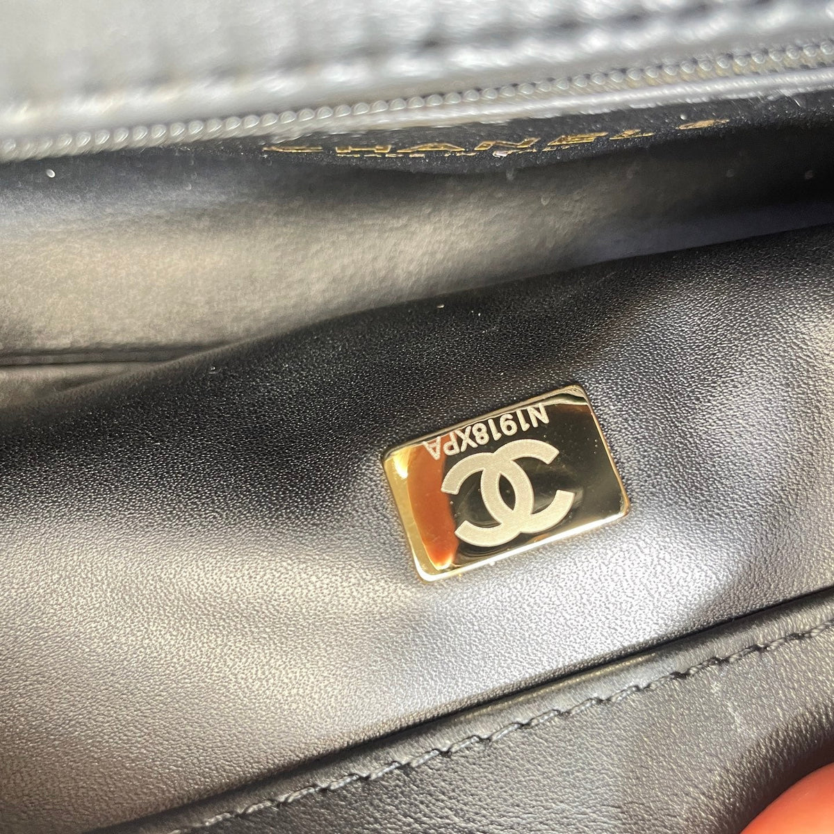 CC Maxi Flap Bag with Top Handle 31.5cm Black Denim