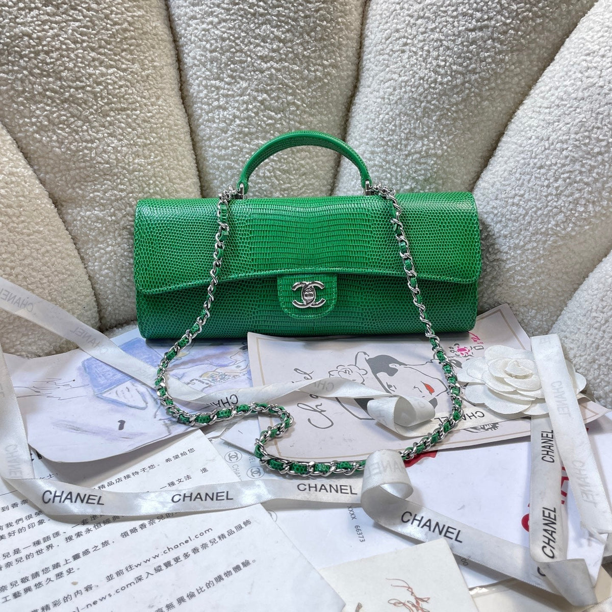 Chanel 2026 Lizard-Embossed Top Handle Bag 25cm Leather