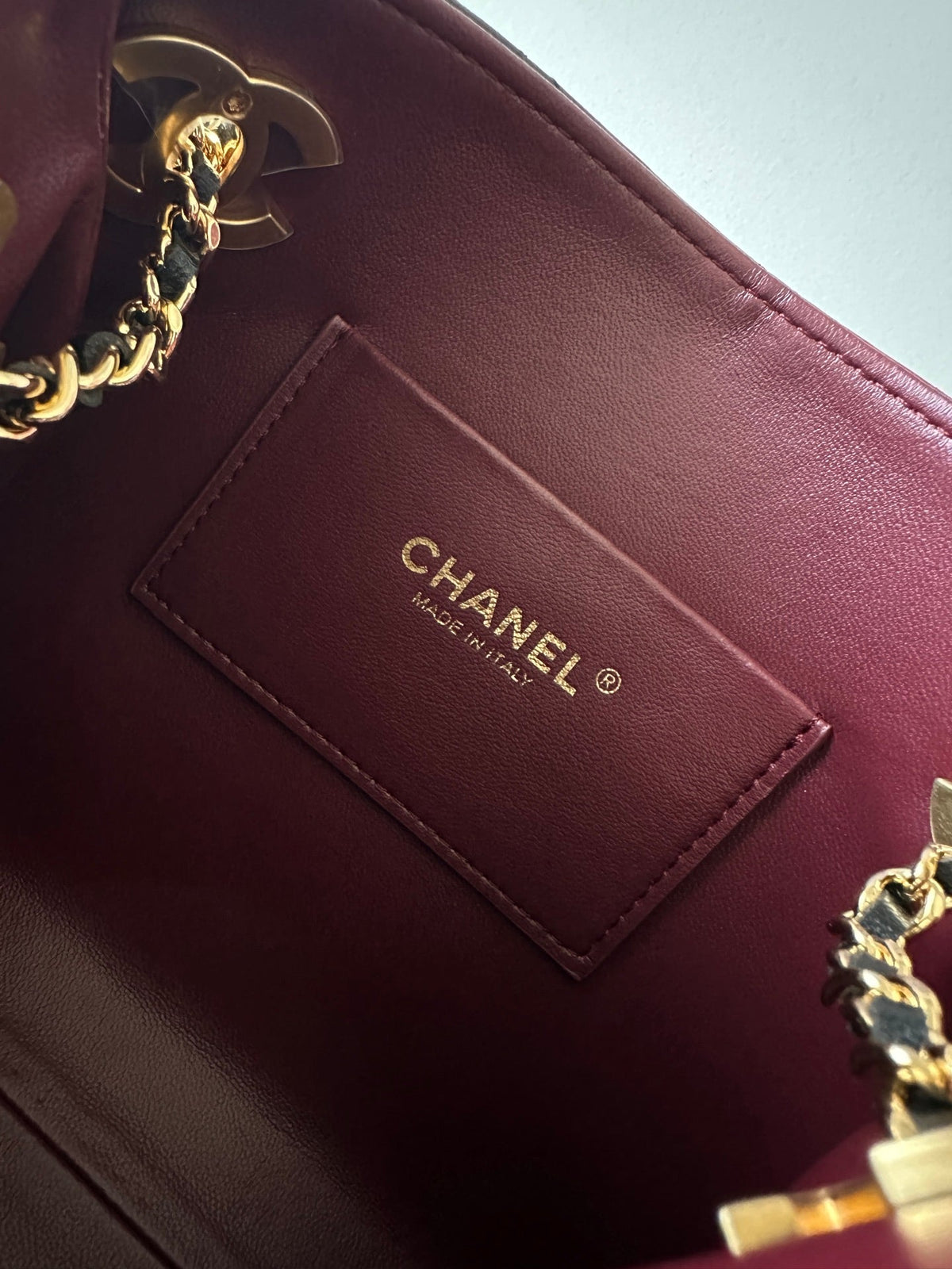 CC Mini Shopping Wine Black Quited Lambskin 292268