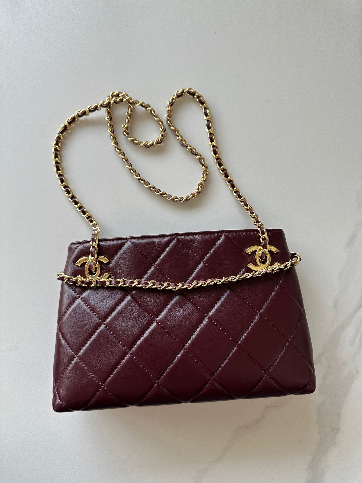 CC Mini Shopping Wine Red Quited Lambskin 292270