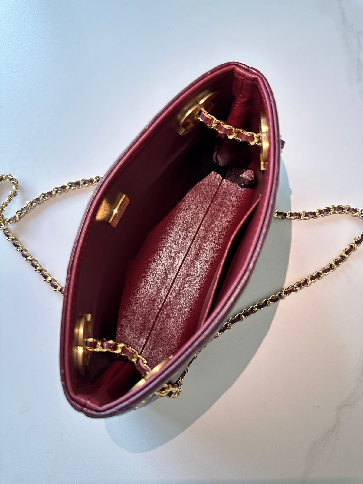 CC Mini Shopping Wine Red Quited Lambskin 292270