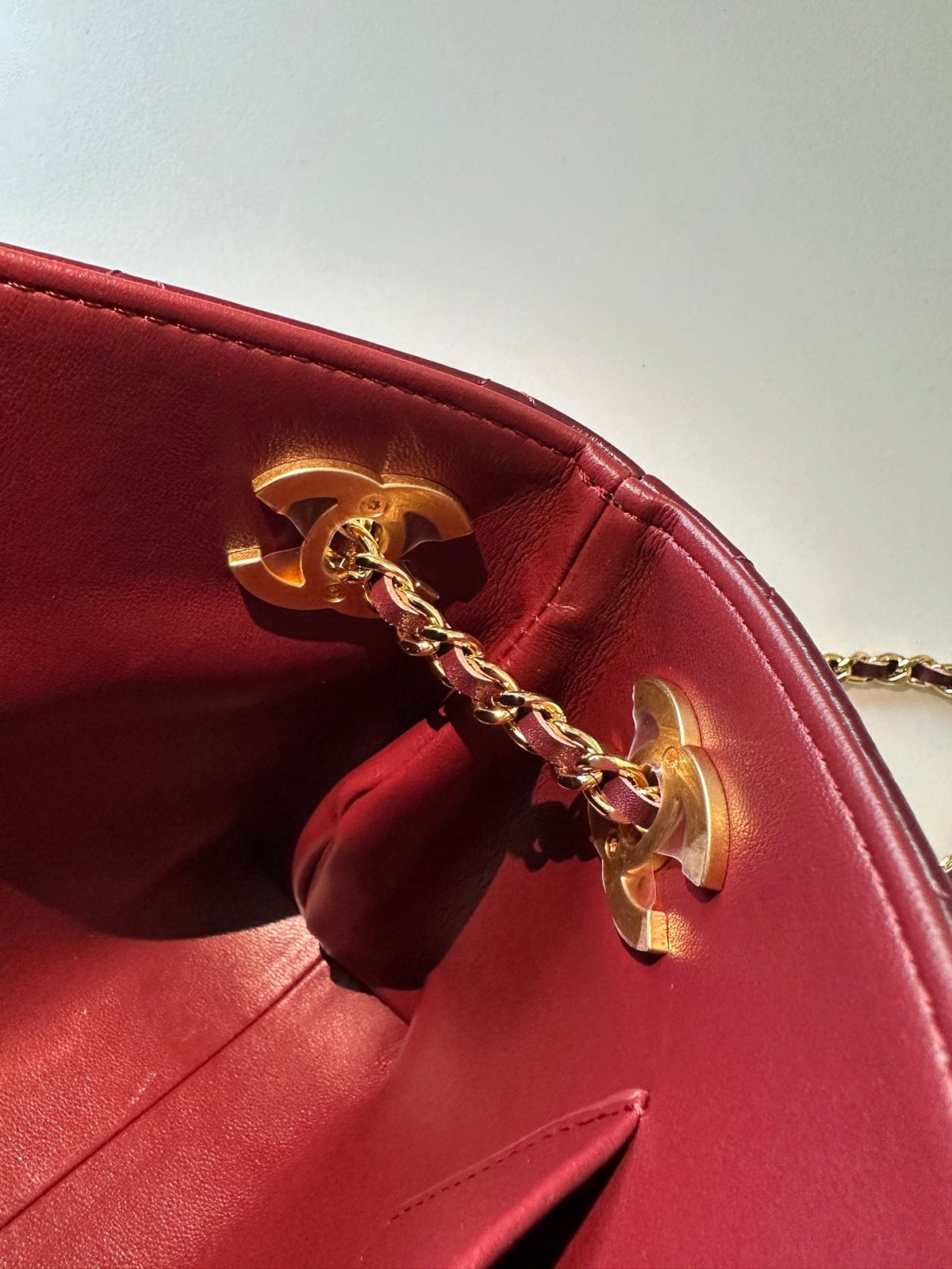 CC Mini Shopping Wine Red Quited Lambskin 292270