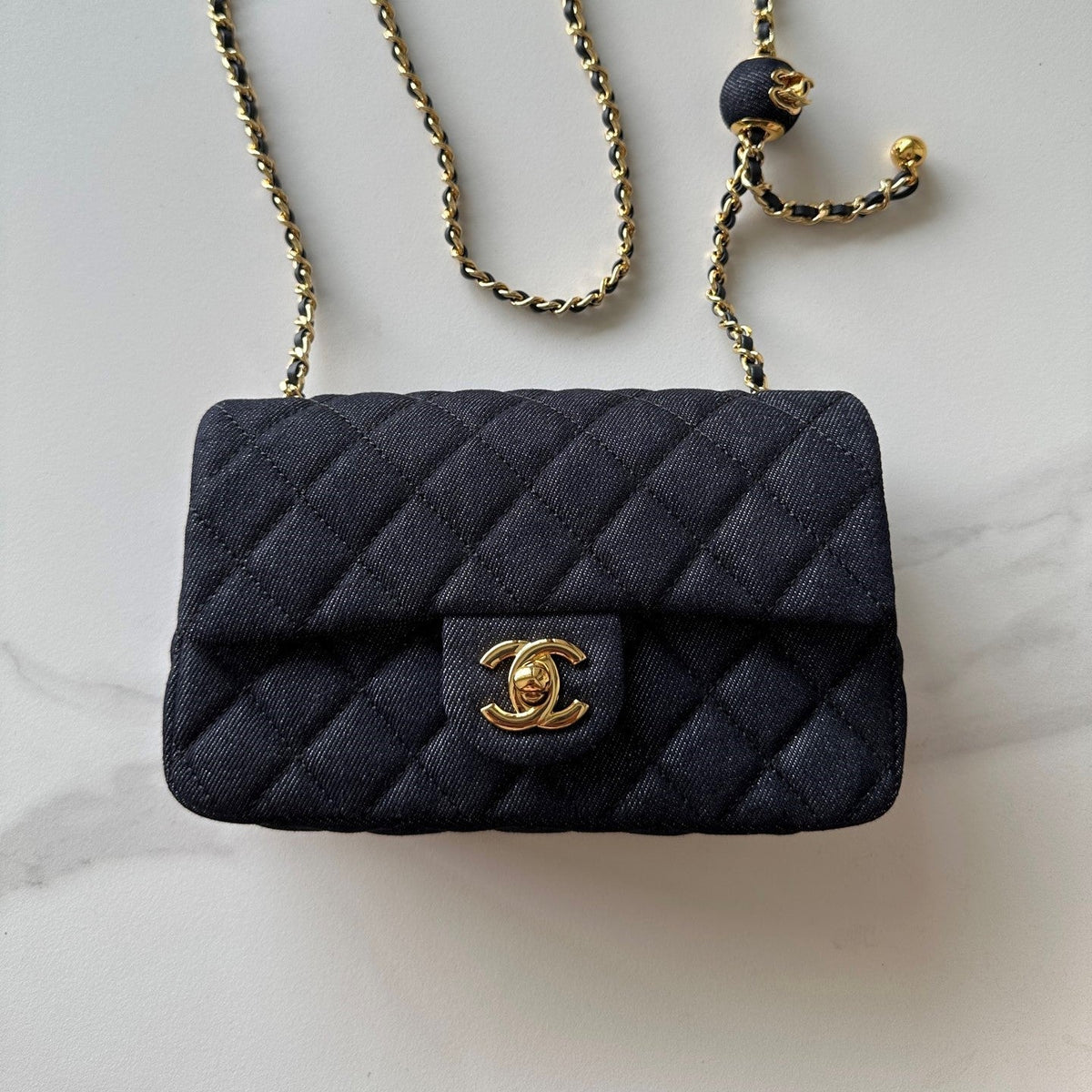 CC 26s AS1787 Mini Classic Handbag 20cm Dark Blue Denim