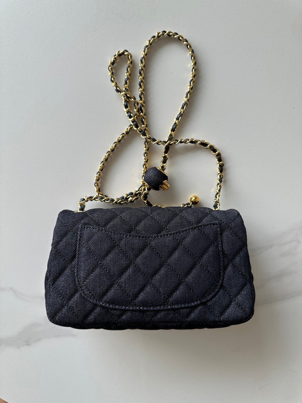 CC 26s AS1787 Mini Classic Handbag 20cm Dark Blue Denim