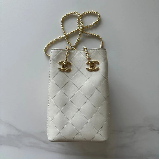 Chanel 2026 Bucket Bag 18cm Lambskin Suede Denim