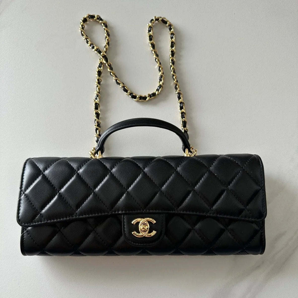 Chanel 2026 Long Top Handle Clutch 25cm Lambskin