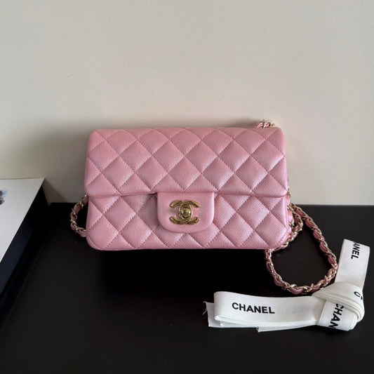 CC Classic Double Flap Bag 20cm Light PInk Caviar Leather