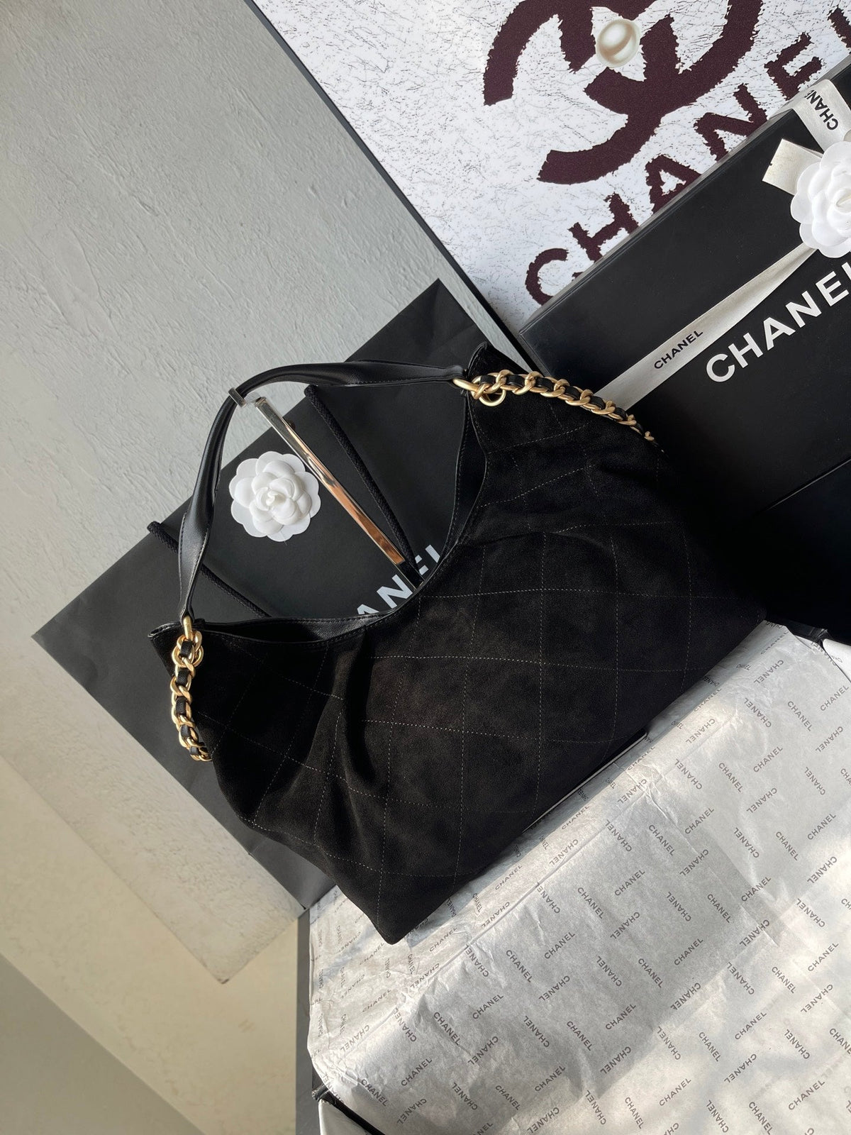 CC Cruise 25/26 Hobo Bag Black Suede GHW 269208