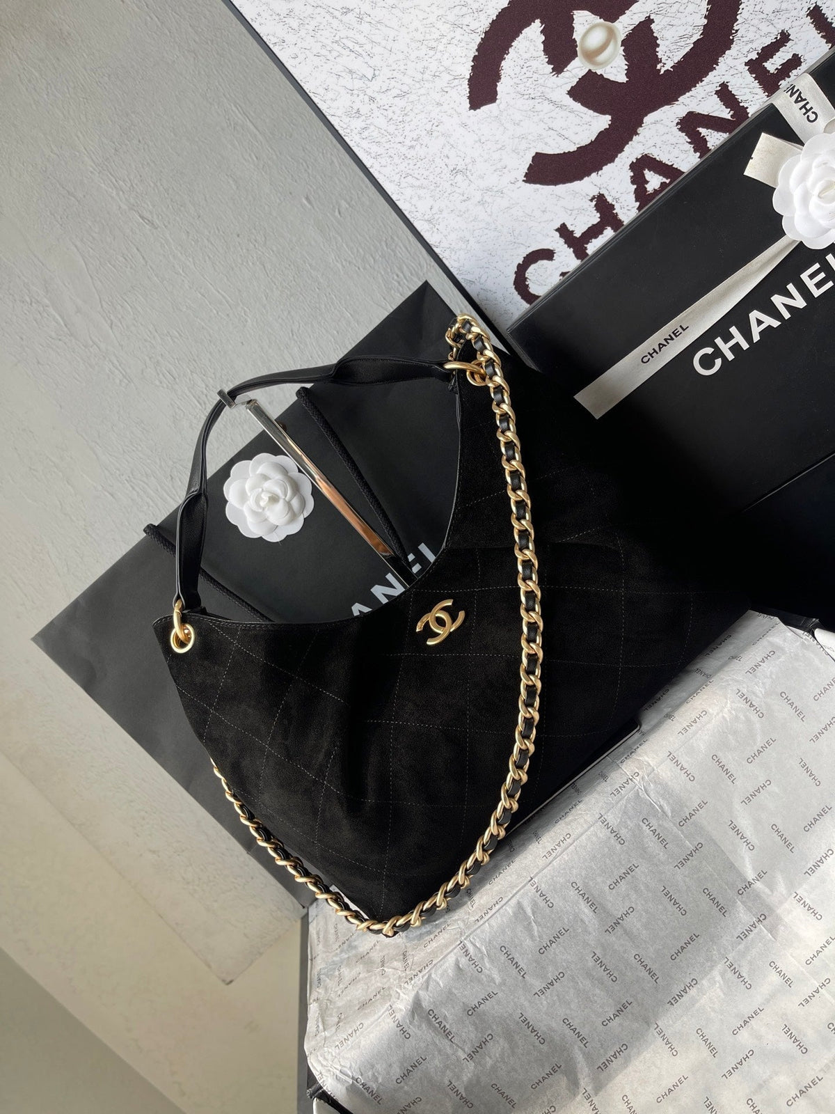 CC Cruise 25/26 Hobo Bag Black Suede GHW 269208