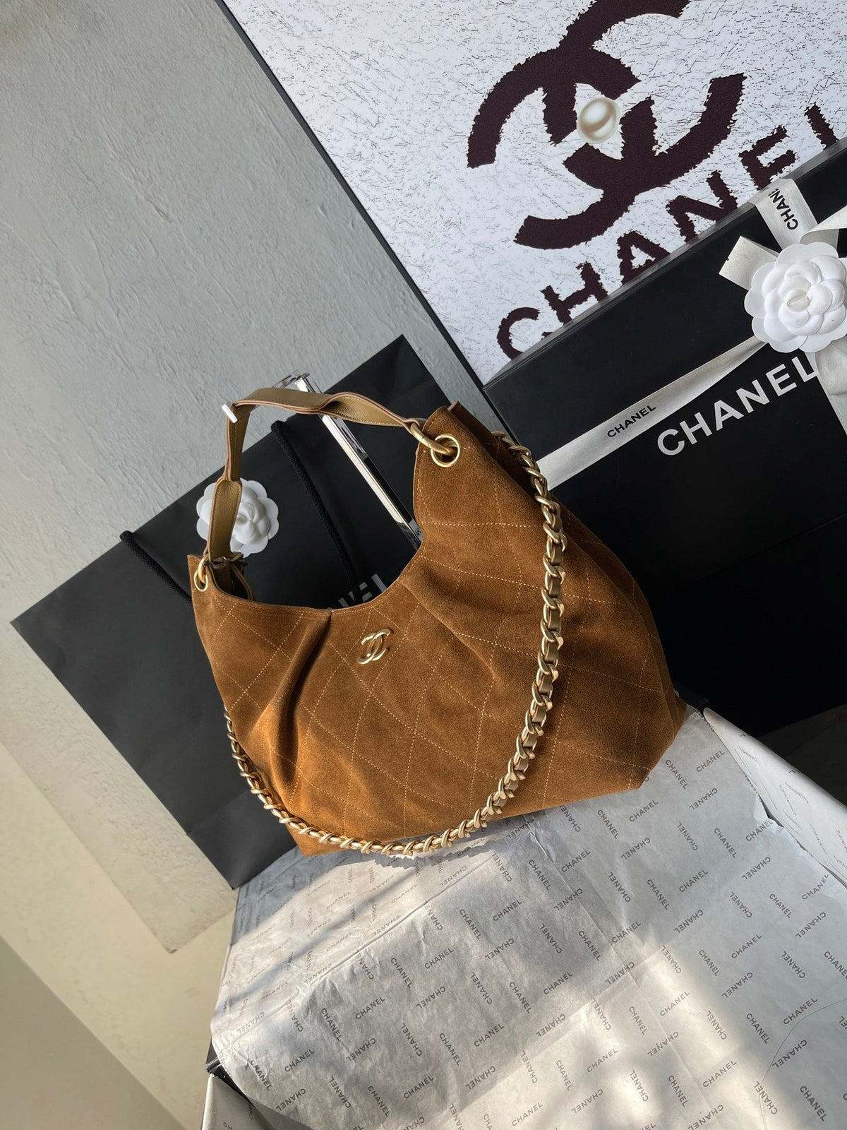 CC Cruise 25/26 Hobo Bag Caramel Suede GHW 269207