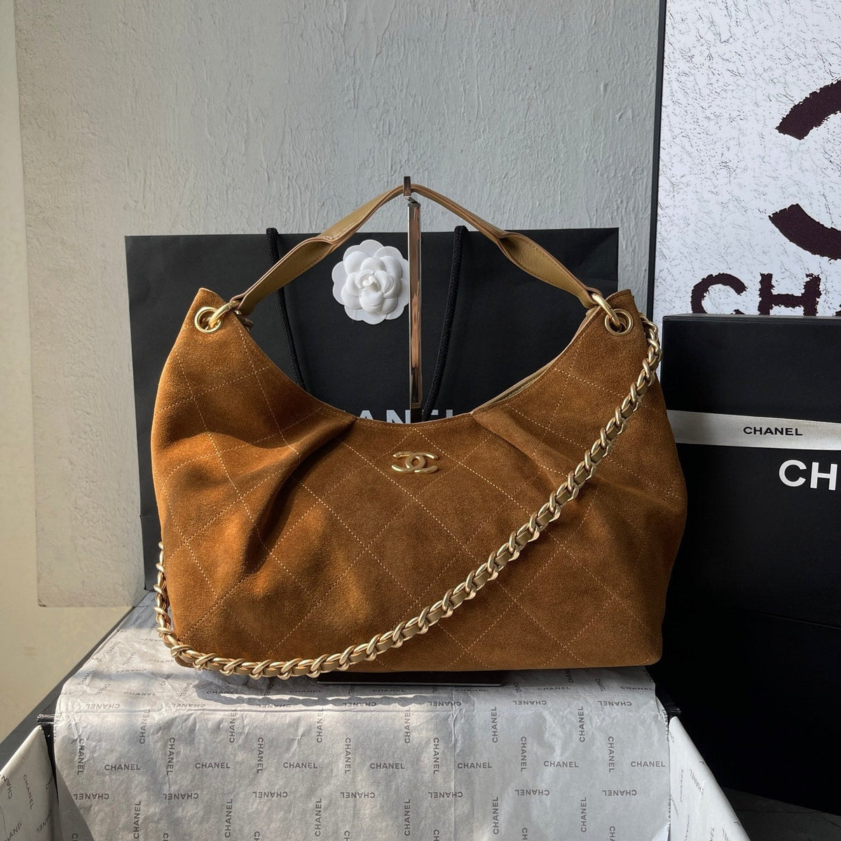 CC Cruise 25/26 Hobo Bag Caramel Suede GHW 269207
