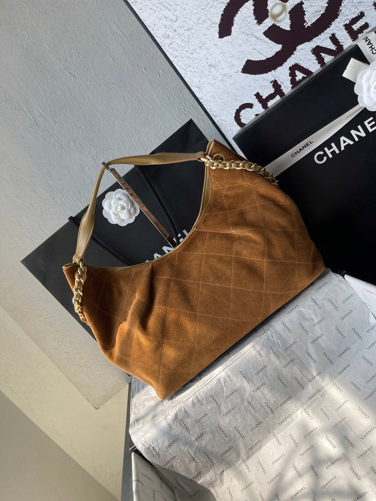 CC Cruise 25/26 Hobo Bag Caramel Suede GHW 269207