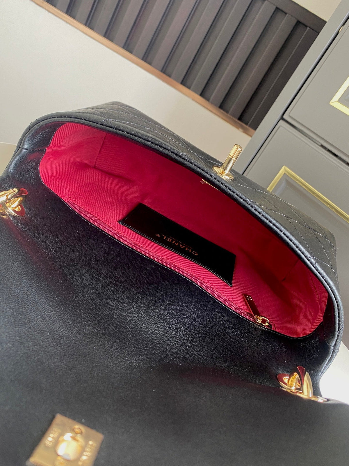 CC 26P AS6112 Flap Bag 25cm Black Quited Lambskin