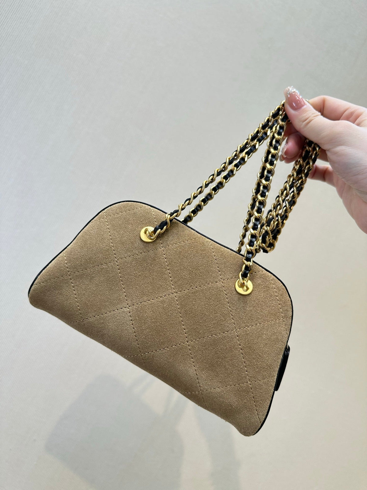 CC Pre-Collection 26s Clutch With Strap Khaki Suede