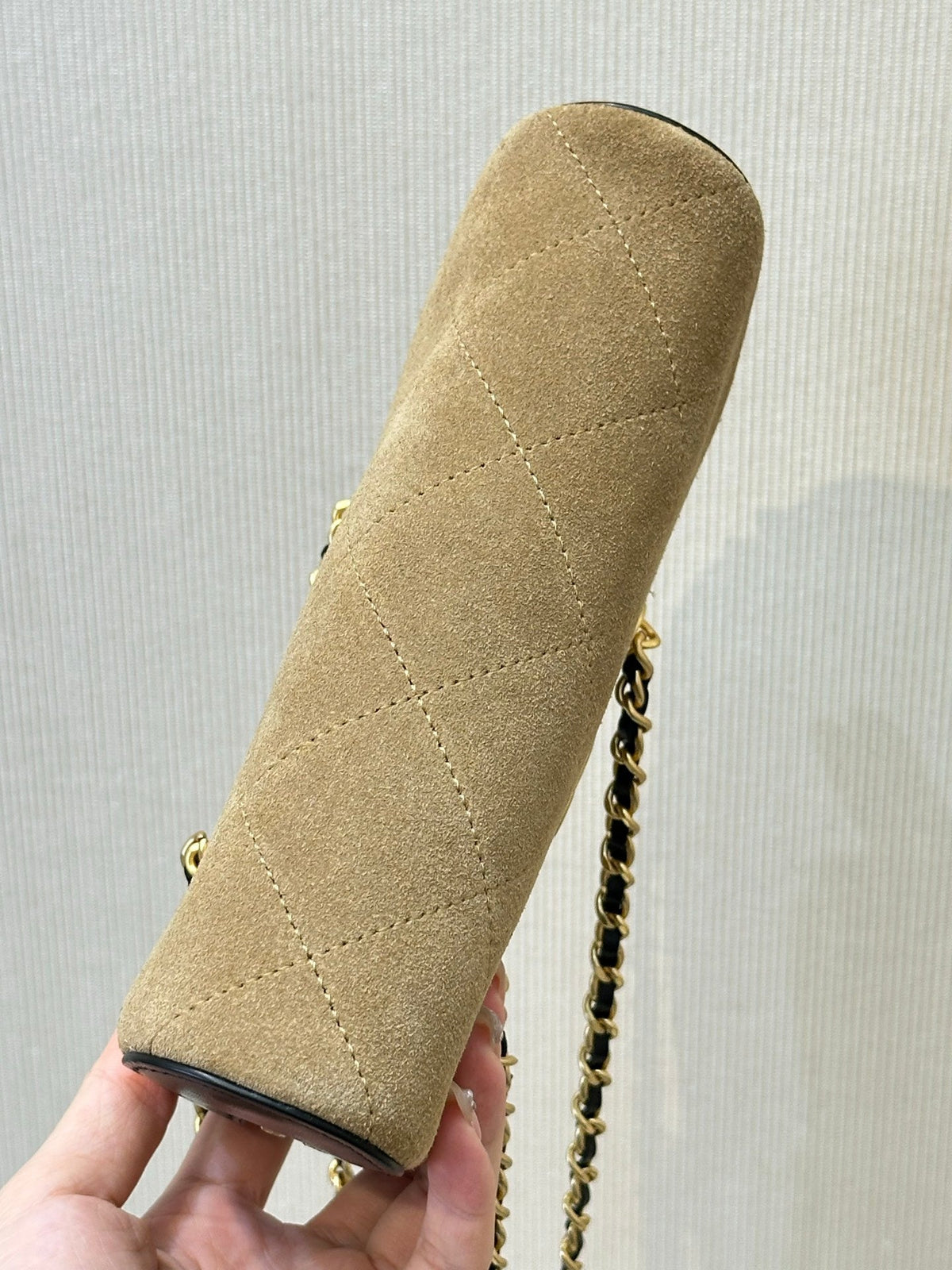 CC Pre-Collection 26s Clutch With Strap Khaki Suede