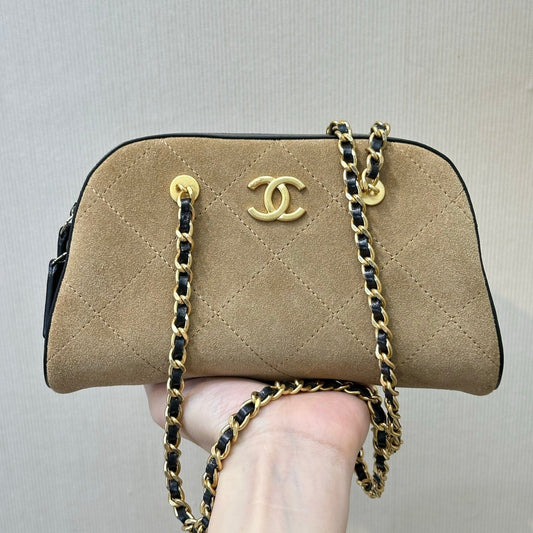CC Pre-Collection 26s Clutch With Strap Khaki Suede