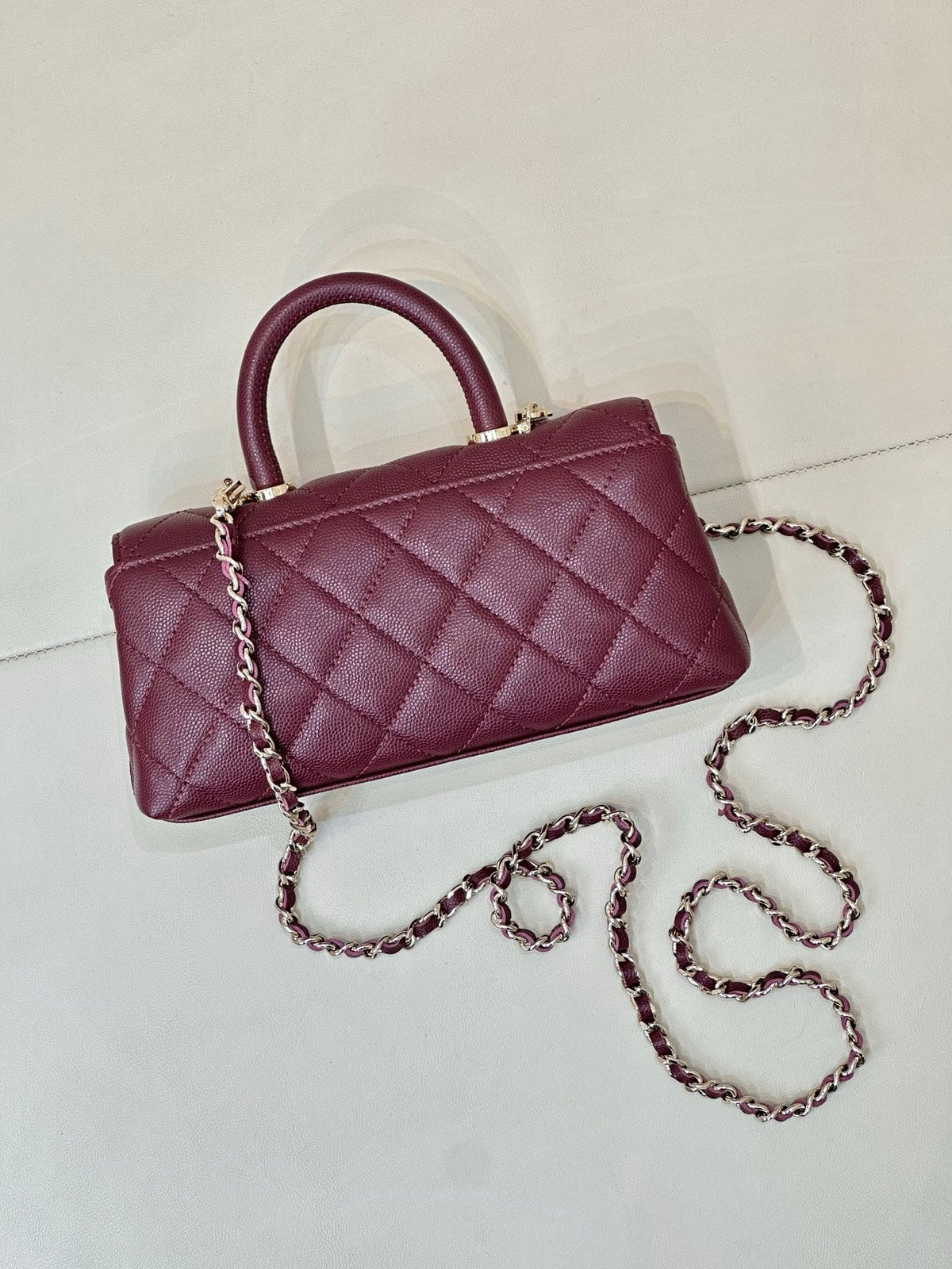 CC 5285 Coco Handle Bag 25cm Burgundy Caviar Leather