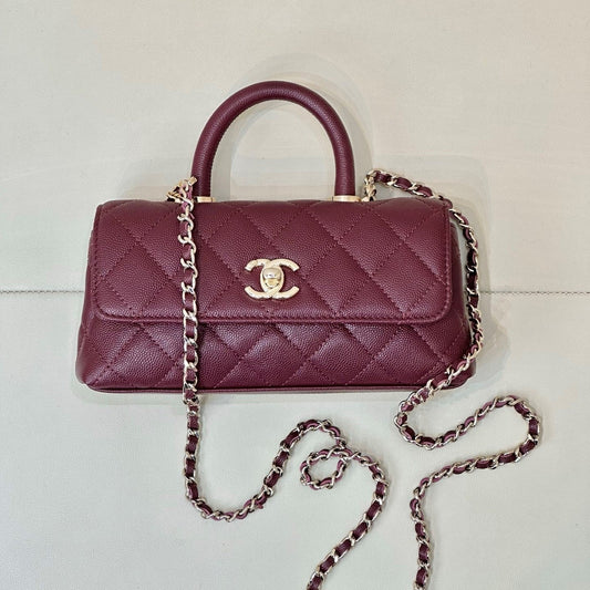 CC 5285 Coco Handle Bag 25cm Burgundy Caviar Leather