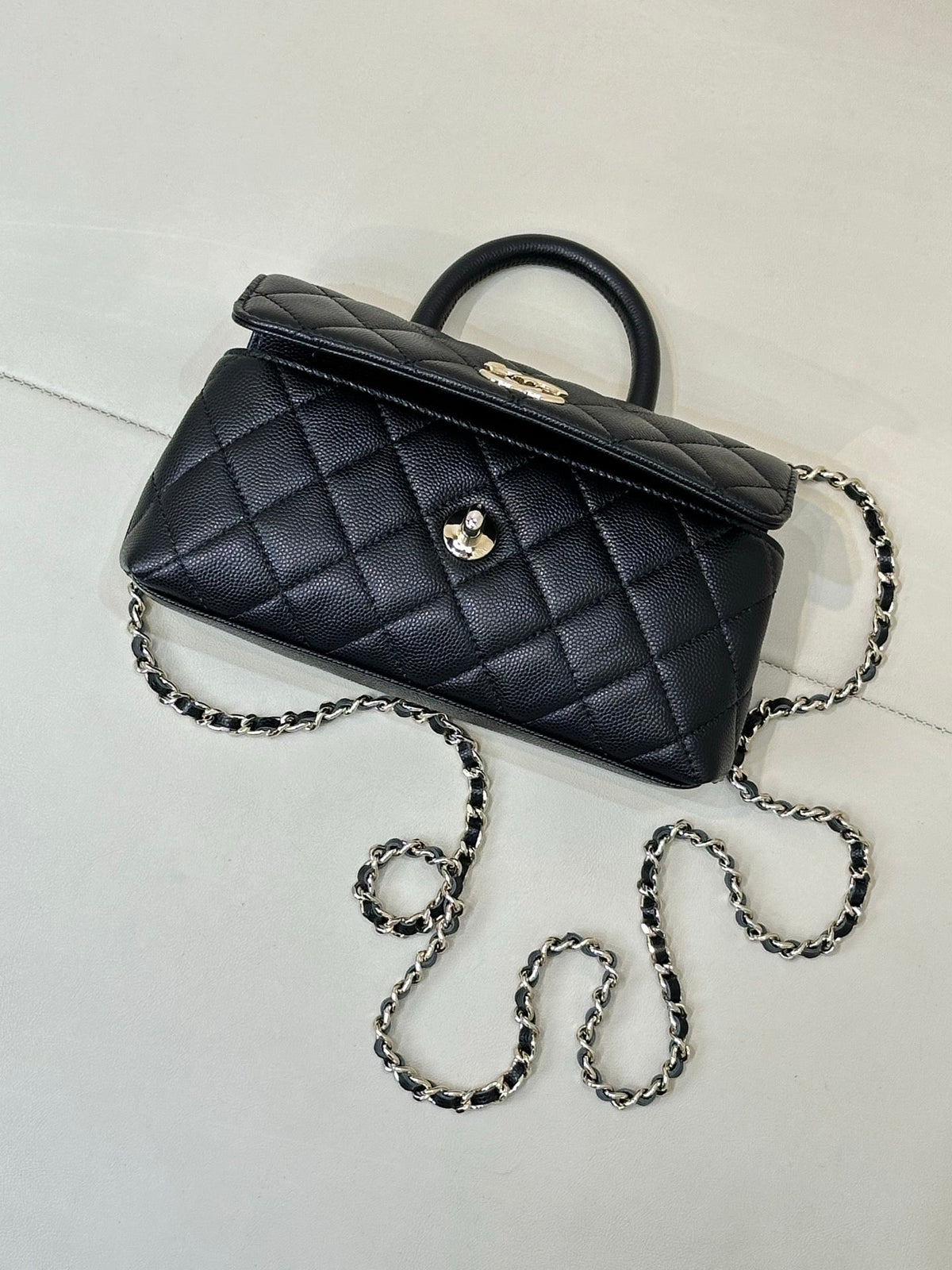 CC 5285 Coco Handle Bag 25cm Black Caviar Leather