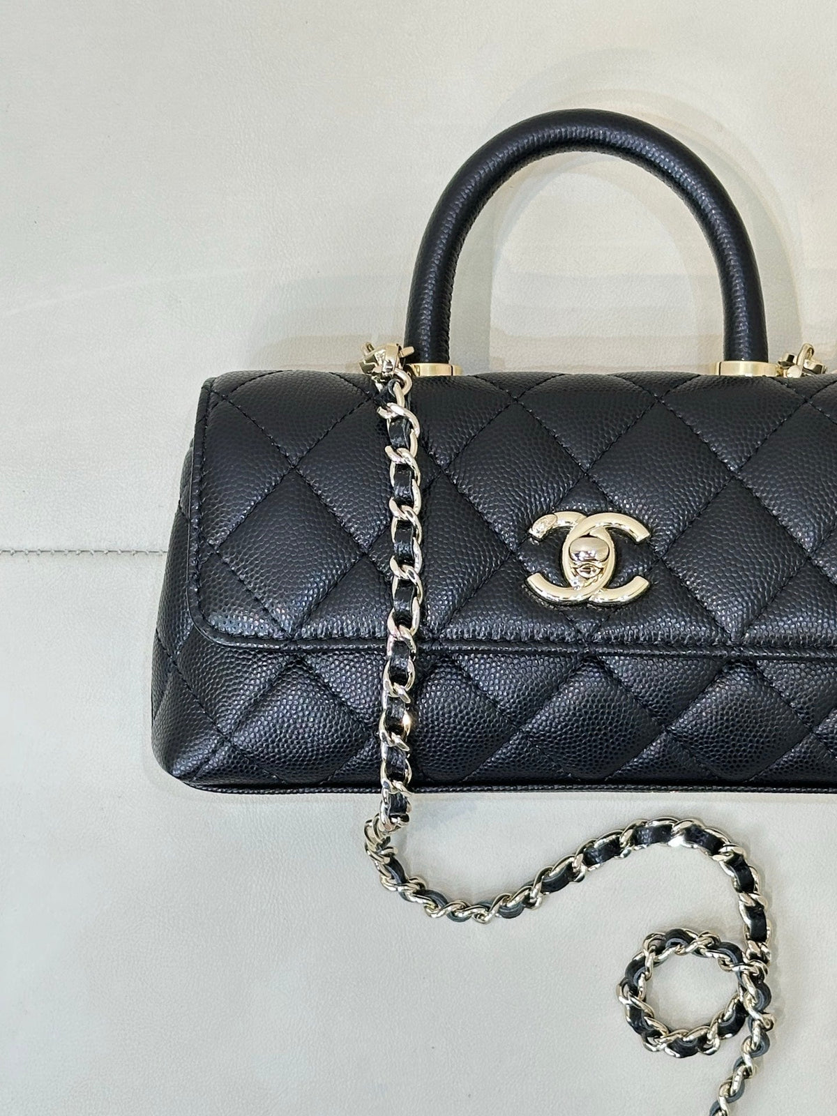 CC 5285 Coco Handle Bag 25cm Black Caviar Leather