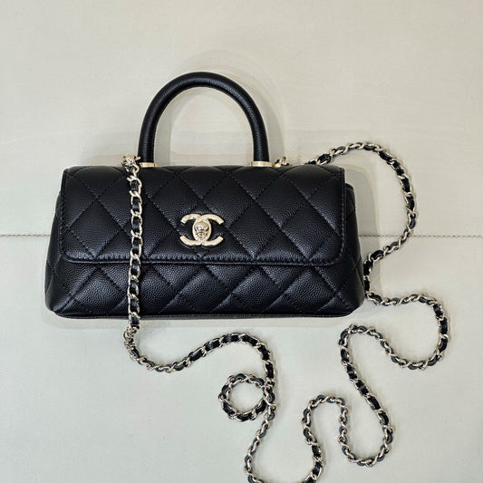 CC 5285 Coco Handle Bag 25cm Black Caviar Leather