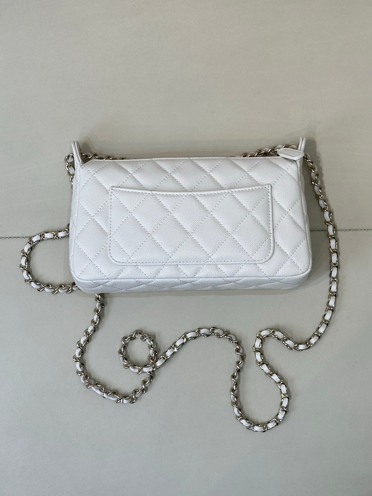 Chanel 26C Hobo Clutch White Caviar Leather