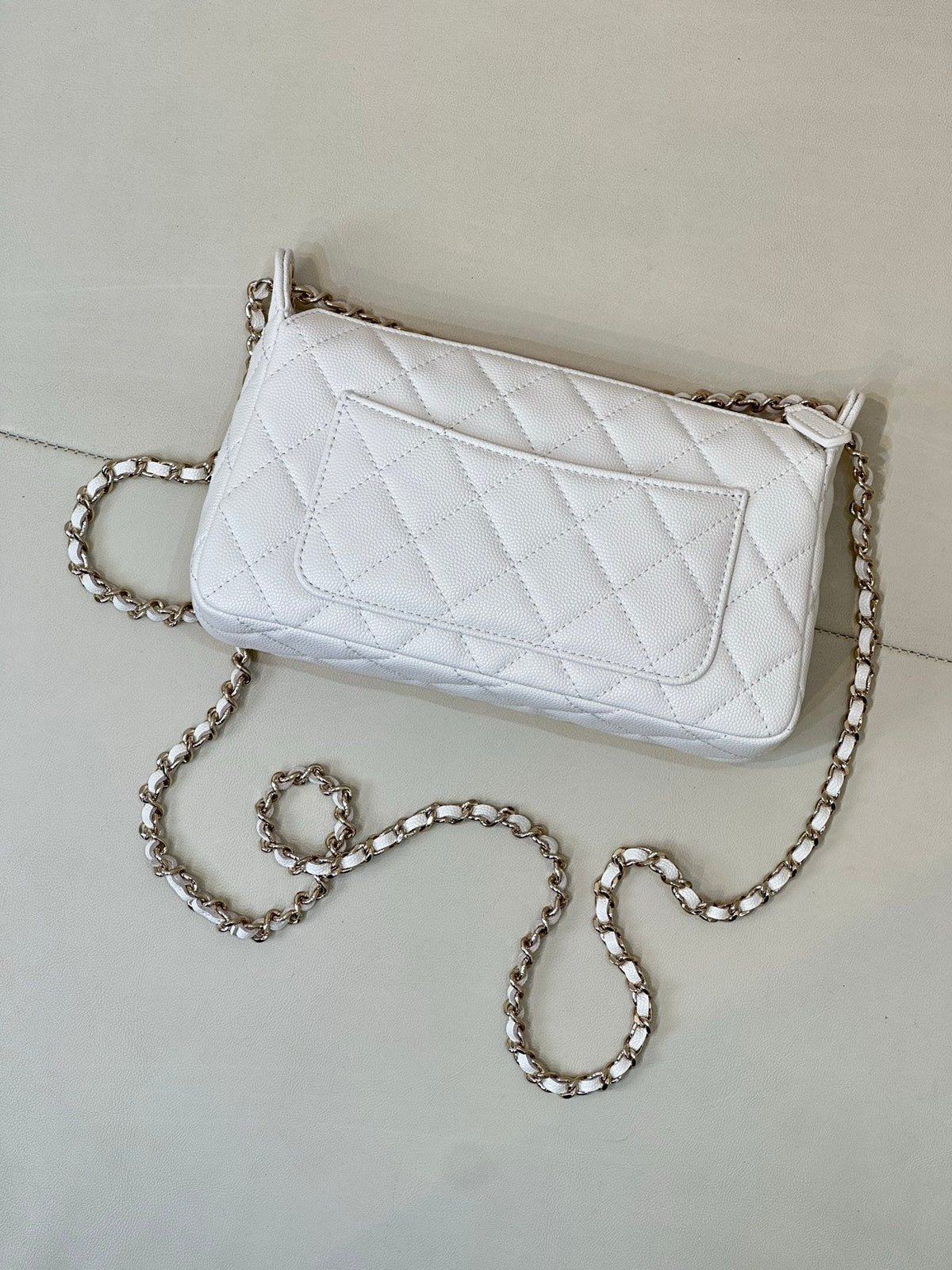 Chanel 26C Hobo Clutch White Caviar Leather
