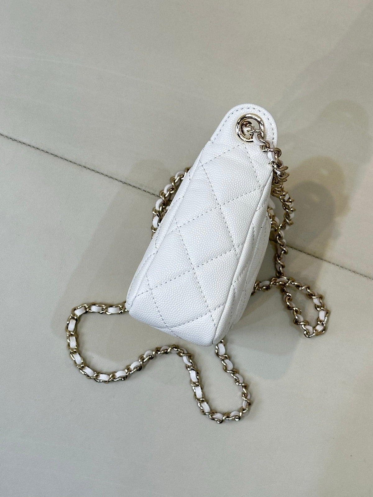 Chanel 26C Hobo Clutch White Caviar Leather