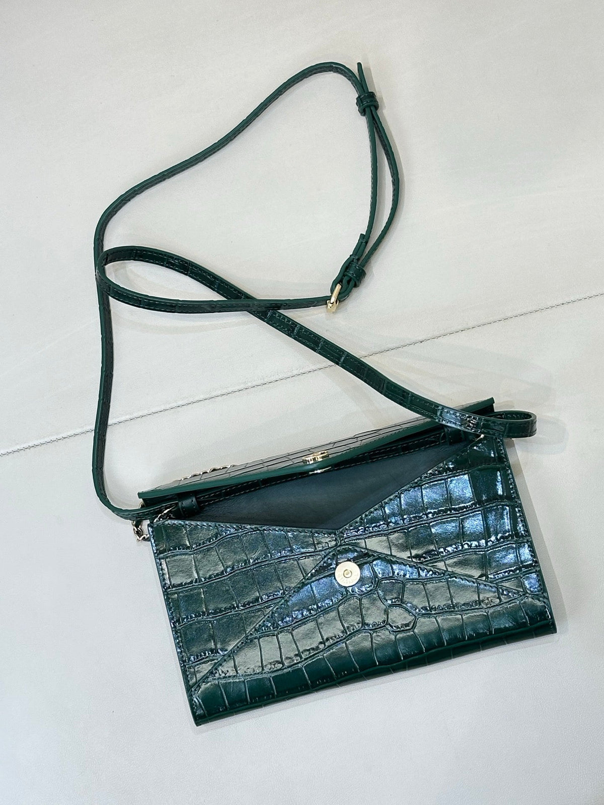 Chanel 26S Clutch With Chain Green Lizard-Embossed Calfskin