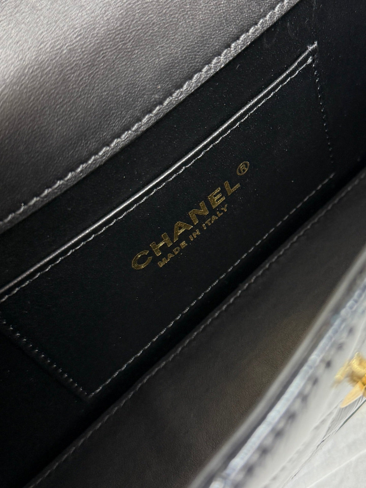 CC 25s Large Flap Bag Black Glossy Leather