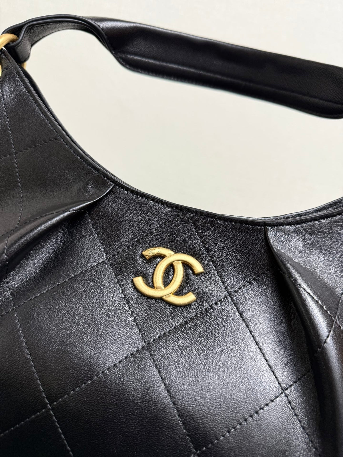 Chanel 2026 Hippie Hobo Bag 32cm Black Calfskin