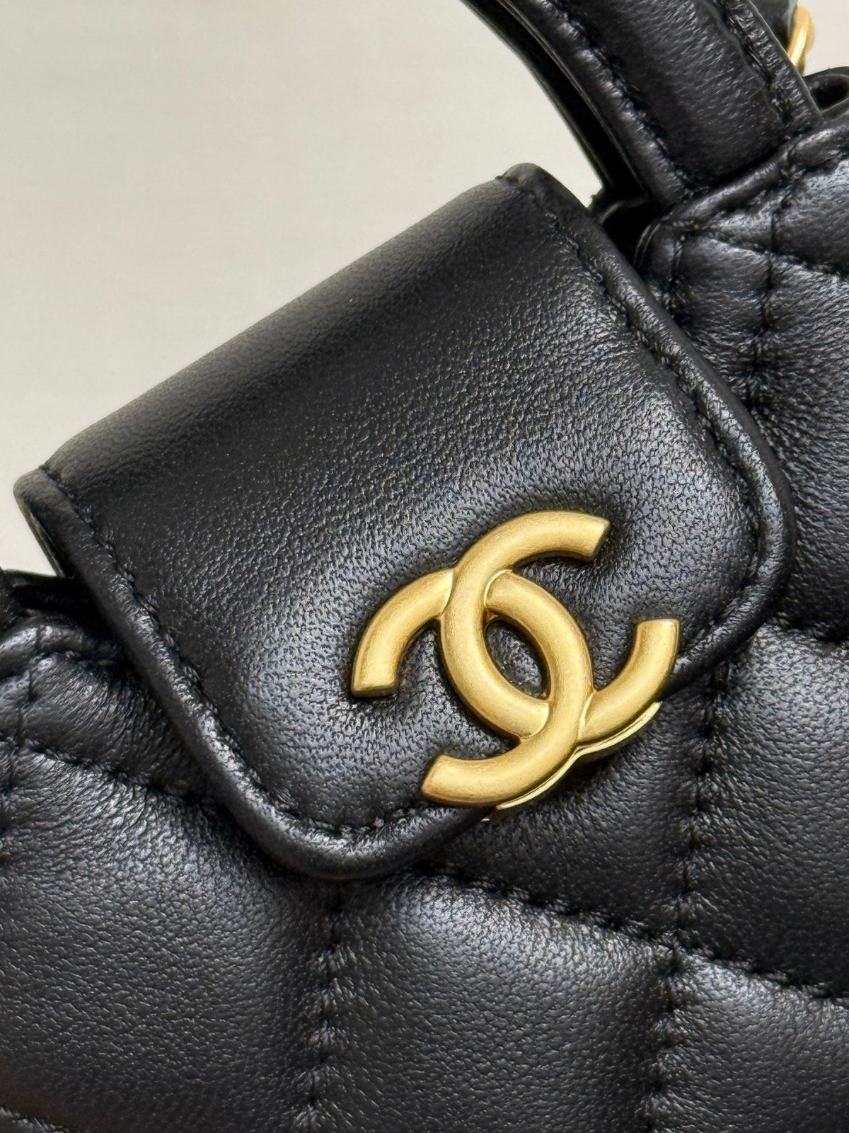 CC Mini Kelly Bag Charm Black Lambskin