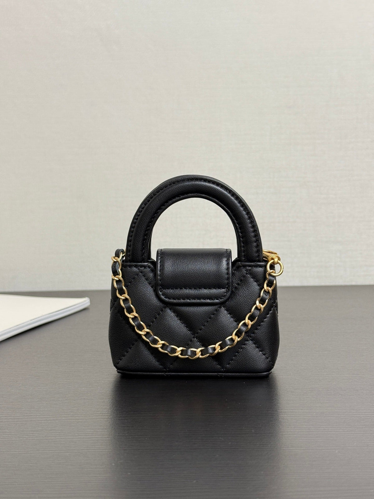 CC Mini Kelly Bag Charm Black Lambskin