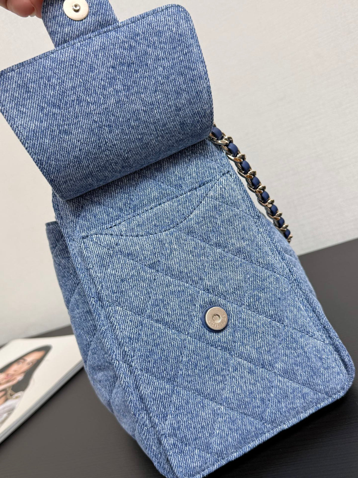 CC 26A Drawstring Bucket Bag 30cm Blue Washed Denim