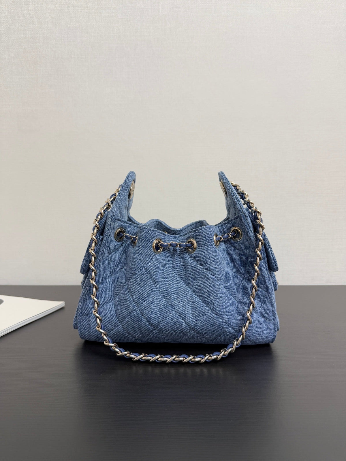 CC 26A Drawstring Bucket Bag 22cm Blue Washed Denim