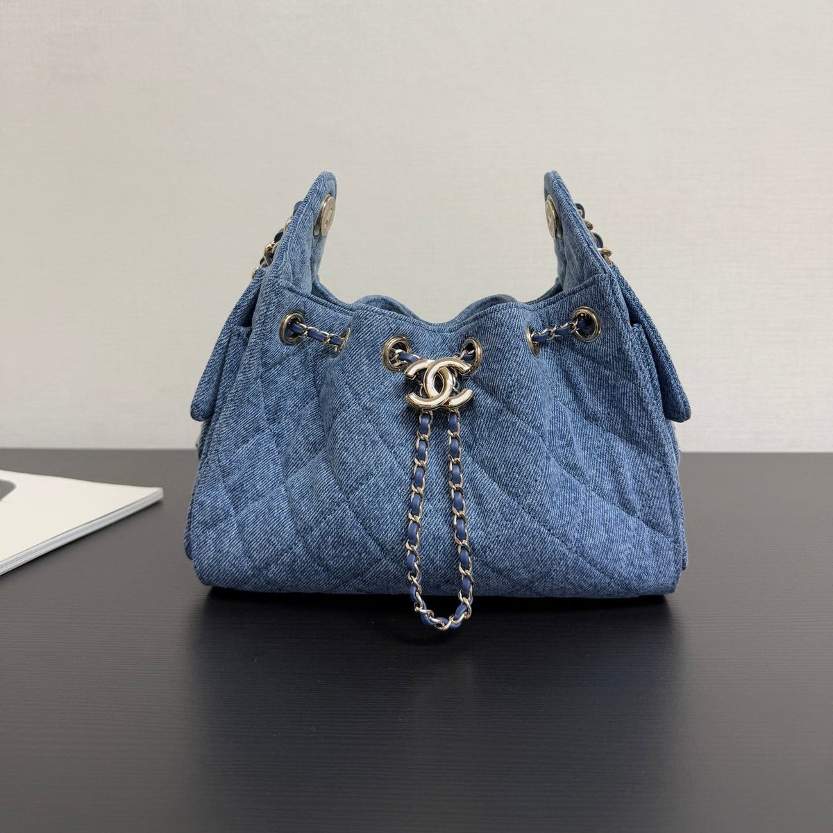 CC 26A Drawstring Bucket Bag 22cm Blue Washed Denim
