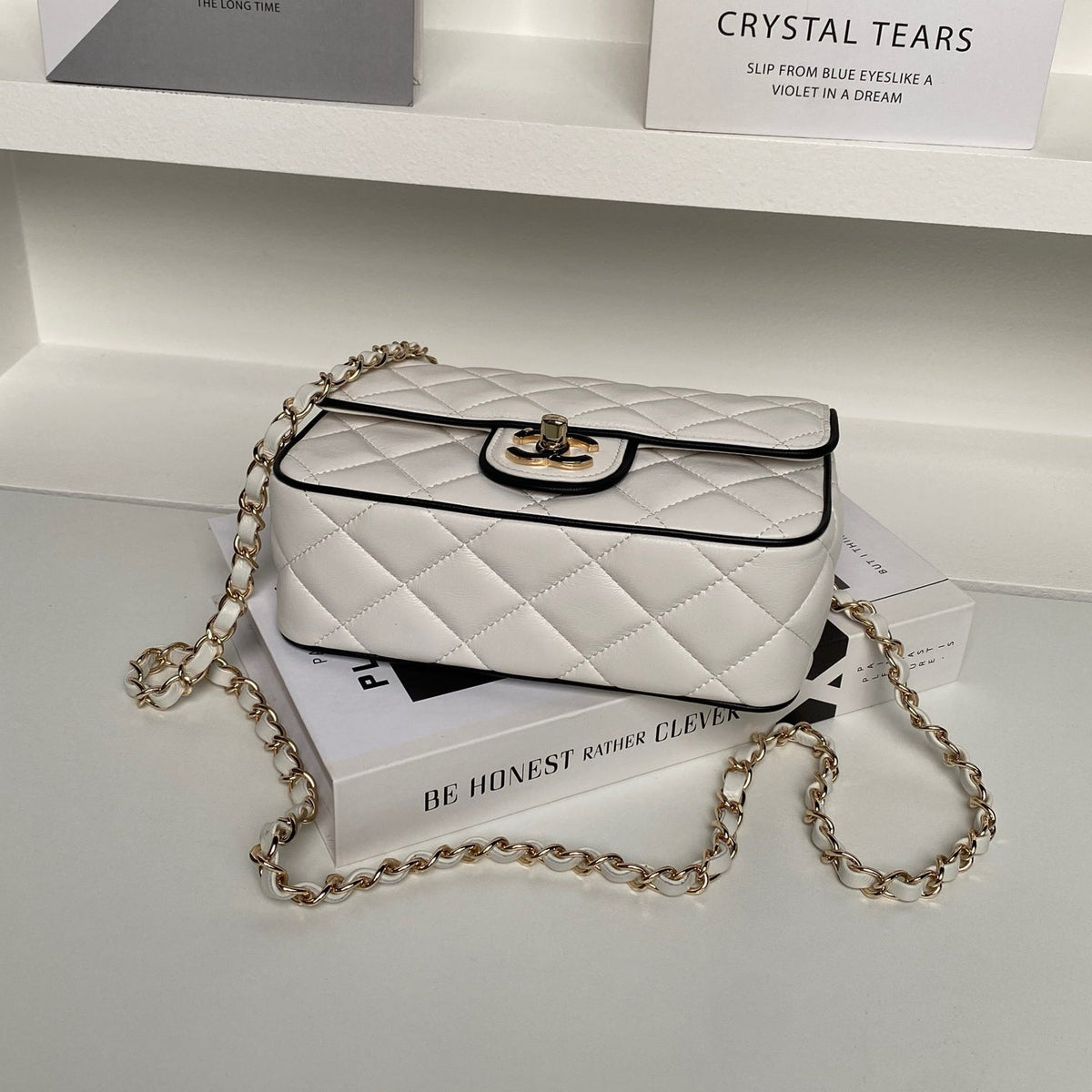 CC Mini Graphic Frame Flap Bag White Lambskin