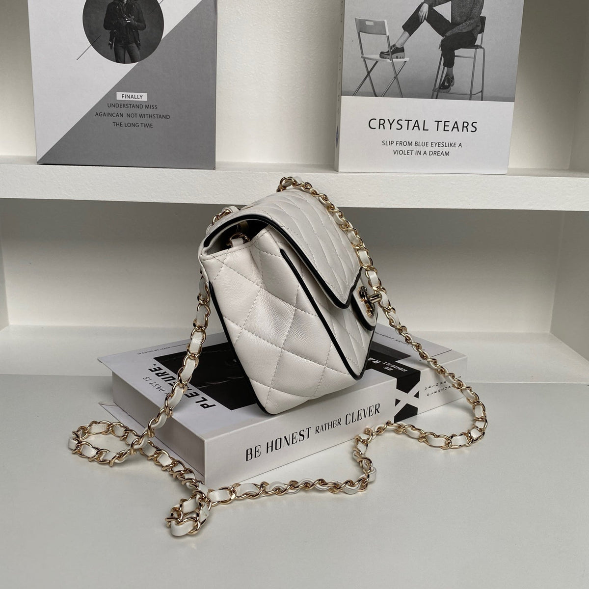 CC Mini Graphic Frame Flap Bag White Lambskin