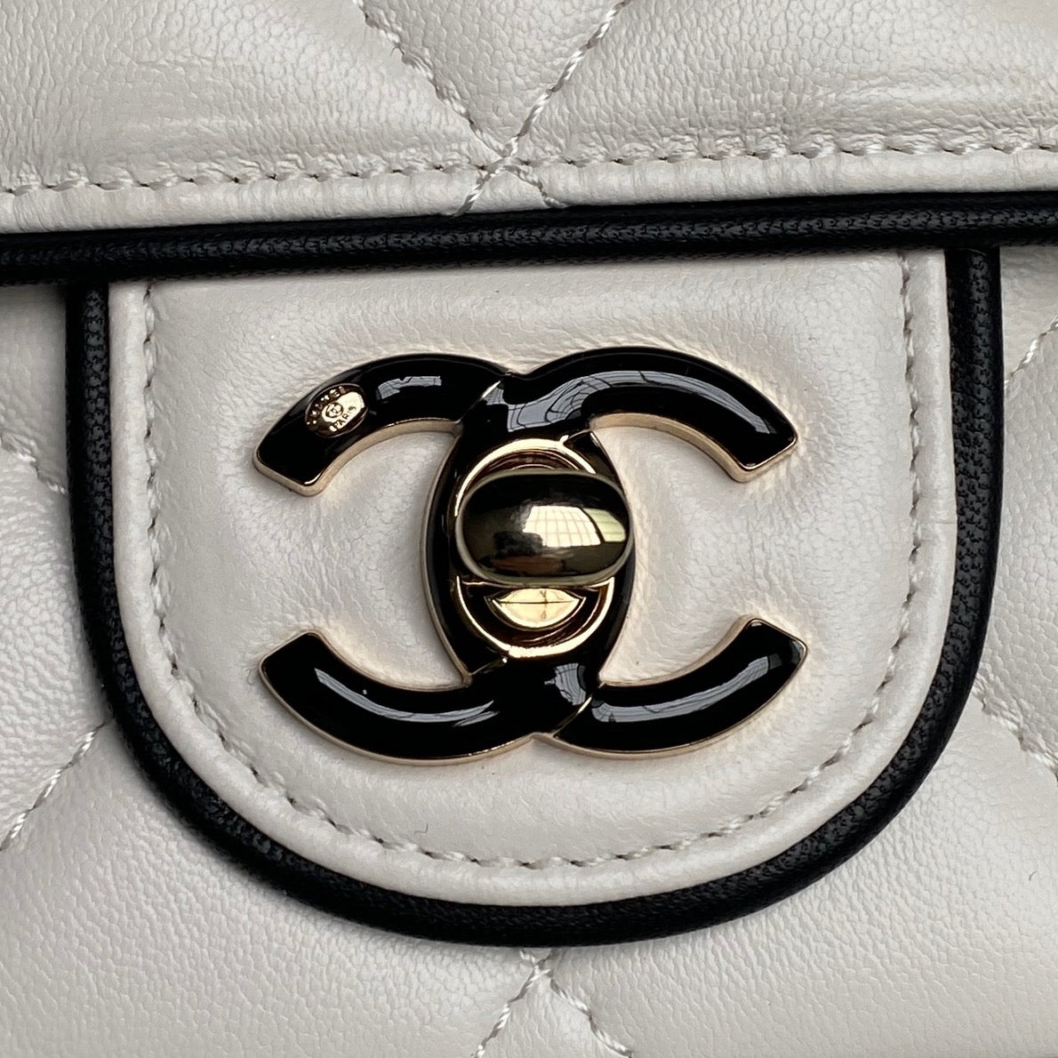 CC Mini Graphic Frame Flap Bag White Lambskin