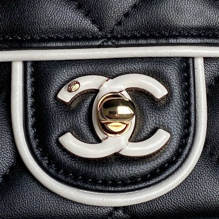 CC Mini Graphic Frame Flap Bag Black Lambskin
