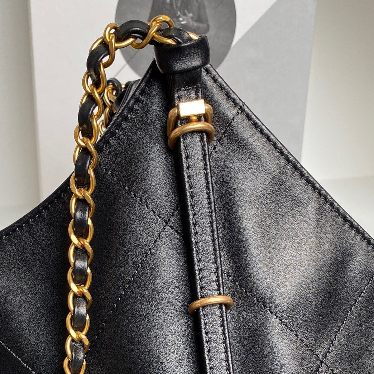 Chanel 2025 Maxi Hobo Bag 47cm Black Soft Calfskin 322113