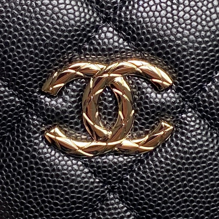 CC Coco Crush Handle Lunch Bag Black Caviar Leather