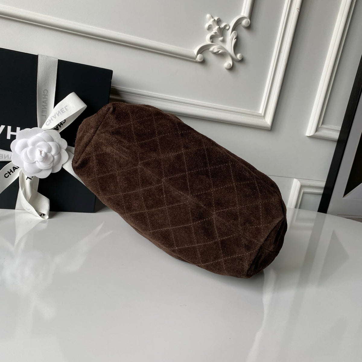 CC 26 Pouch Large Coffee Tortoiseshell Suede 286200