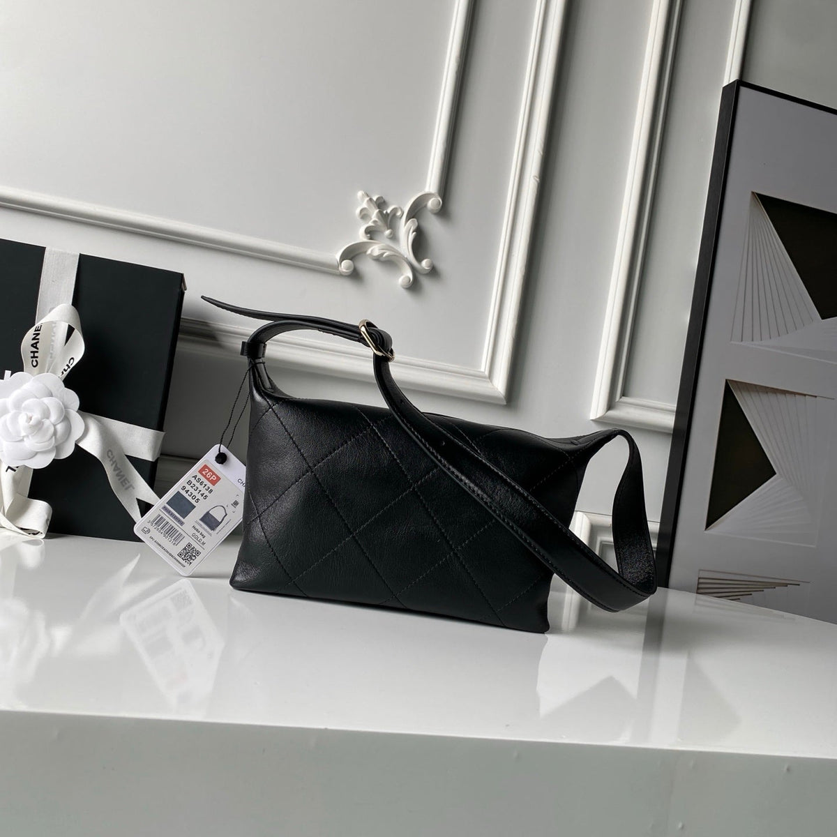 CC AS6138 Hobo Handbag 23cm Black Lambskin